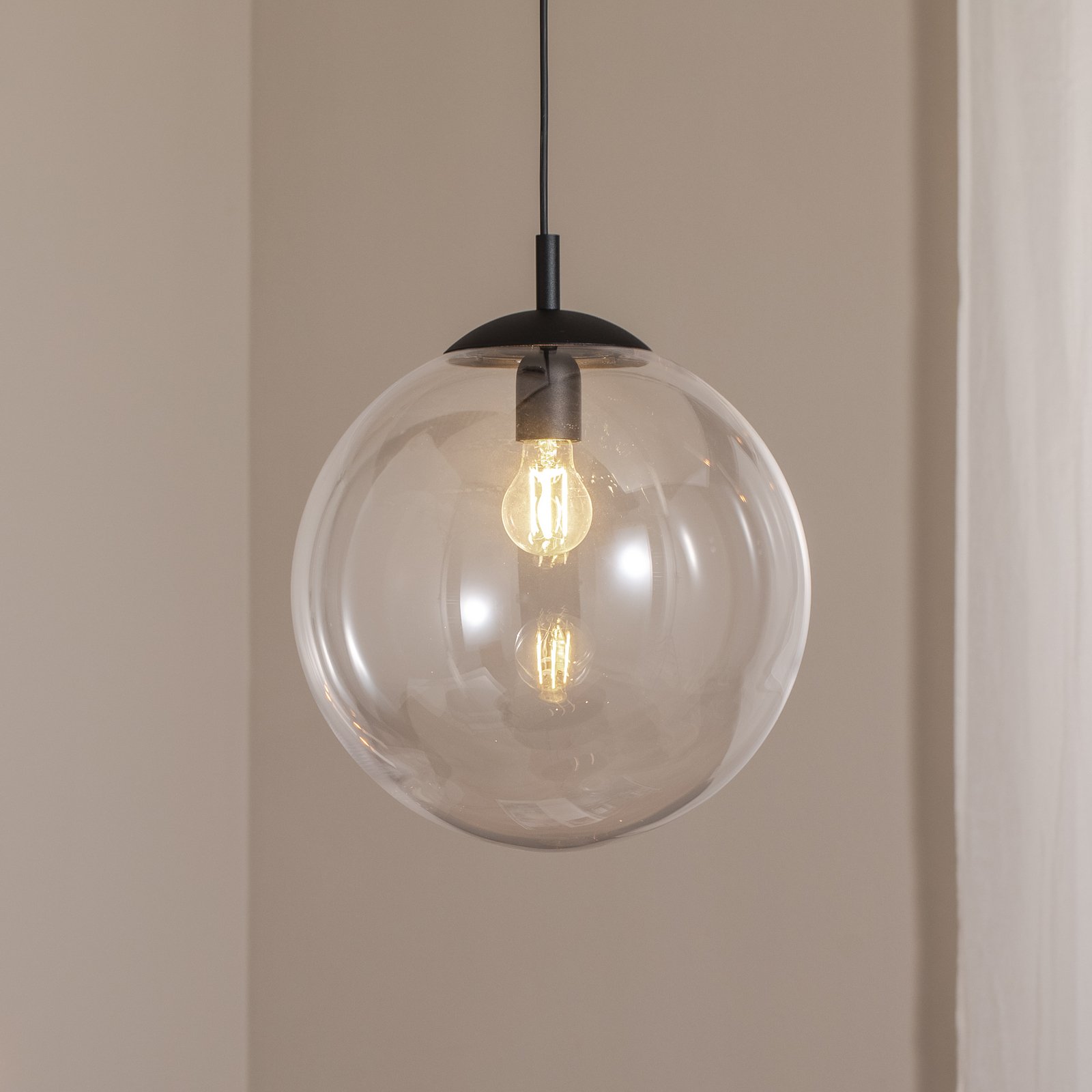 Suspension Esme, Ø 35 cm, transparent, verre, boule, E27