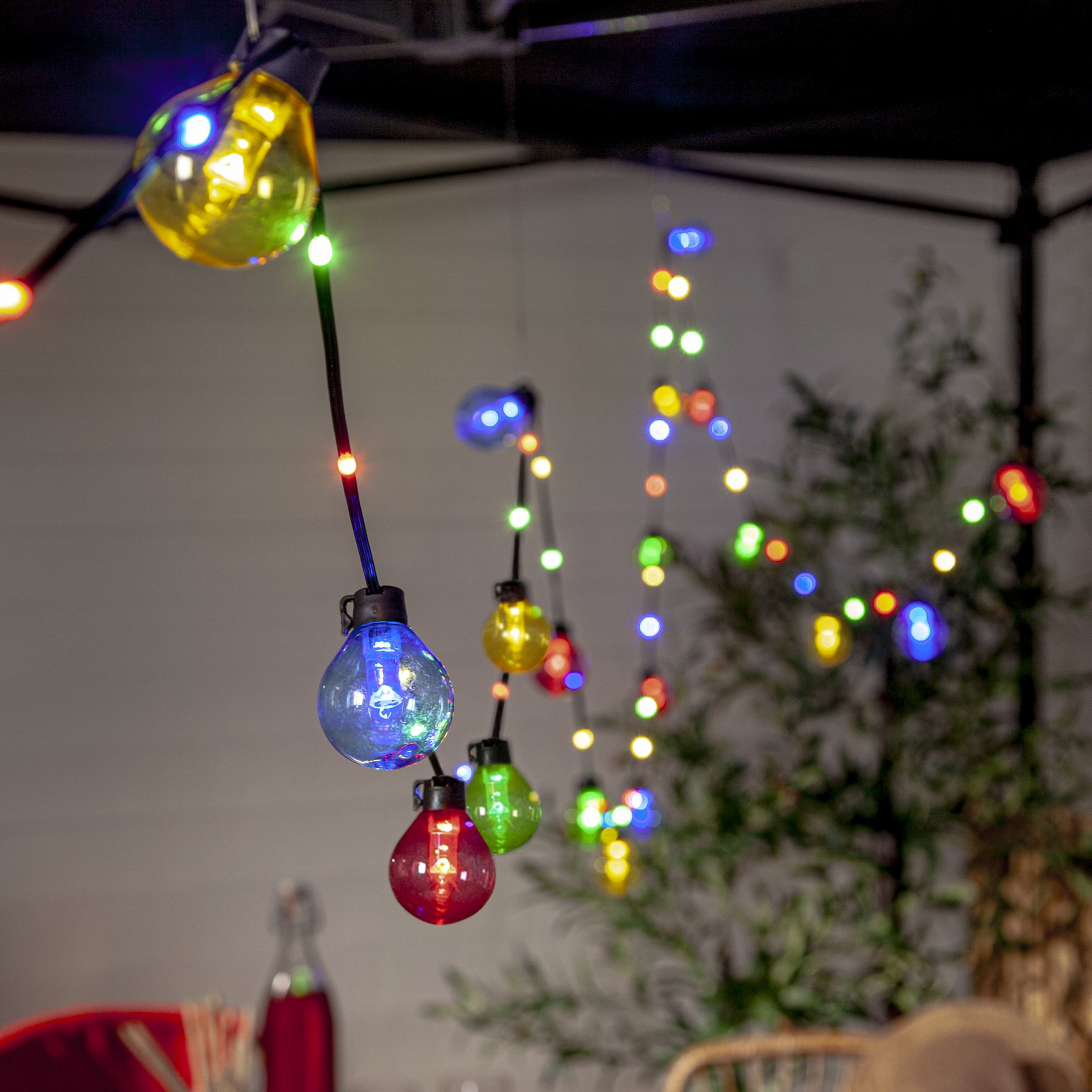 LED pasaku apgaismojums Bolla, krāsains, plastmasas, garums 5,3 m 20-flg.