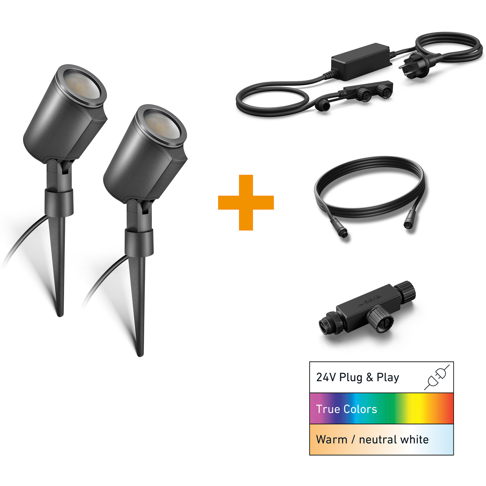 STEINEL Spot C alustamiskomplekt, must, alumiinium, IP65, RGBWW