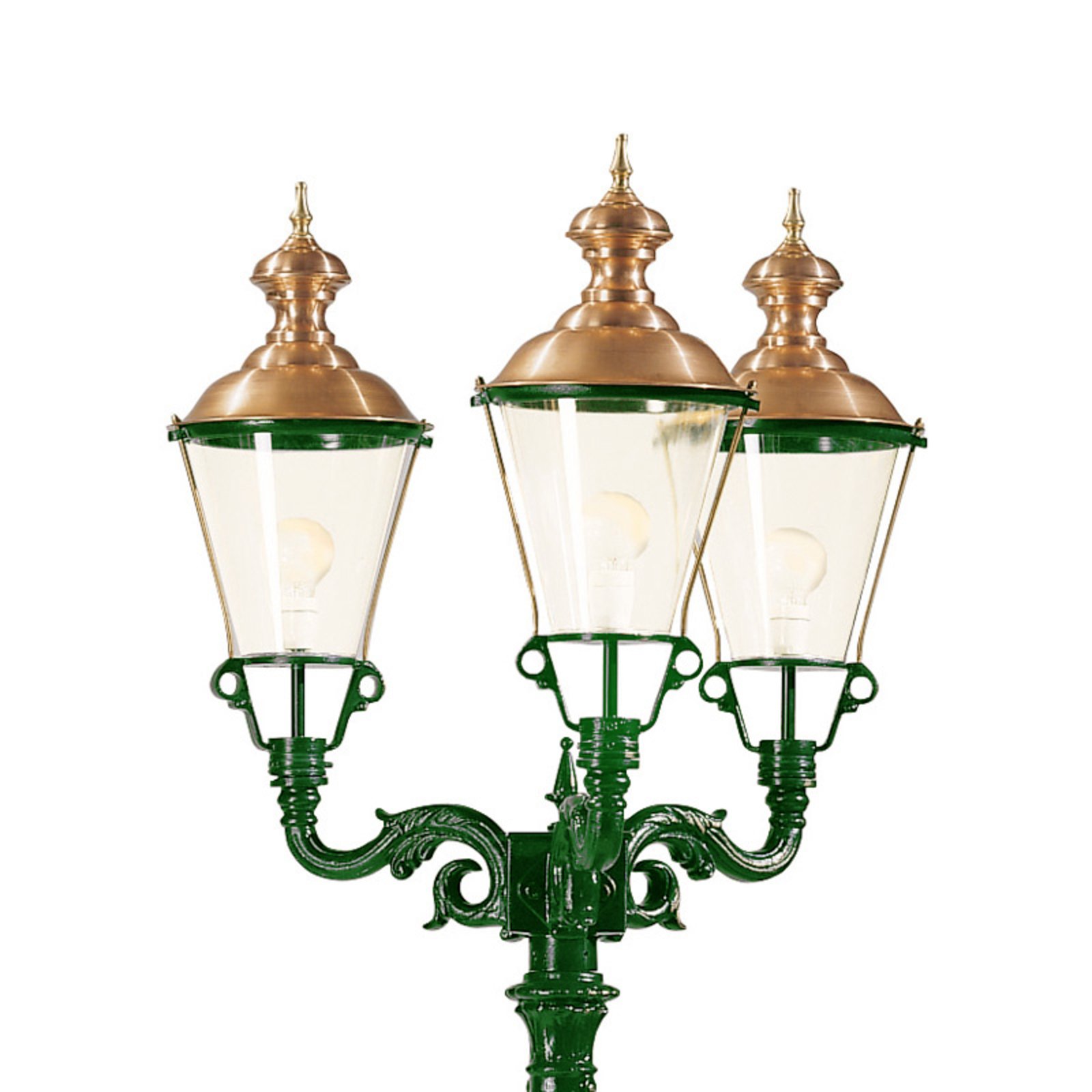 Three-bulb lamp post Parijs, green