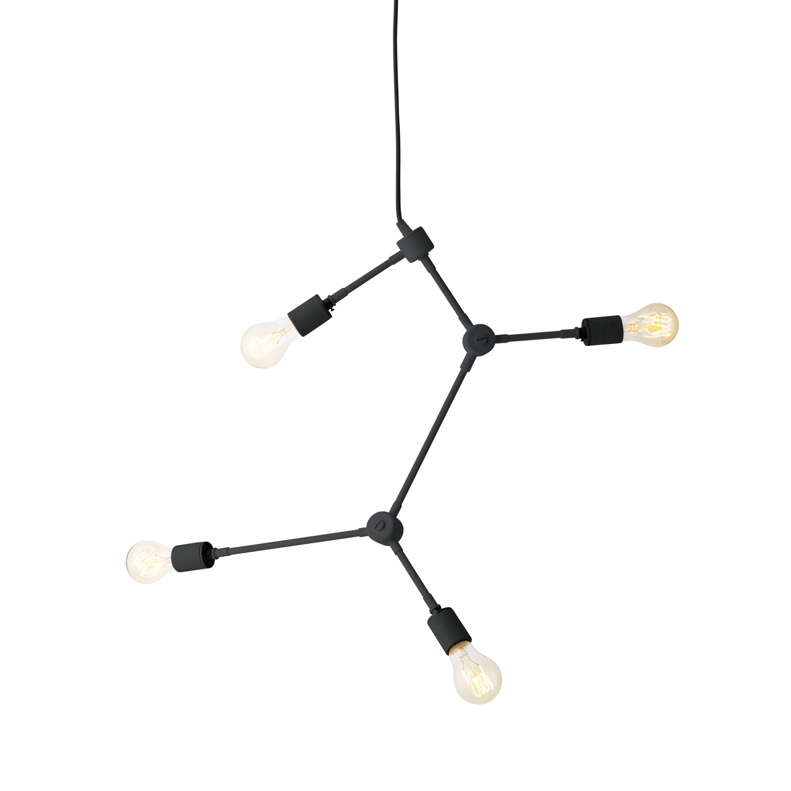 MENU Menu Franklin hanging light, black, four-bulb, for Living / Dining Room, powder-coated steel, E27, 60 W, energy efficiency: A++, H: 56 cm