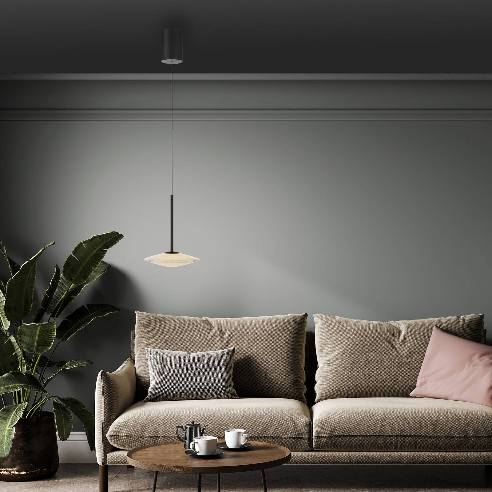 Paul Neuhaus LED-Hängelampe Elipsa, 1-flg., weiß/schwarz günstig online kaufen