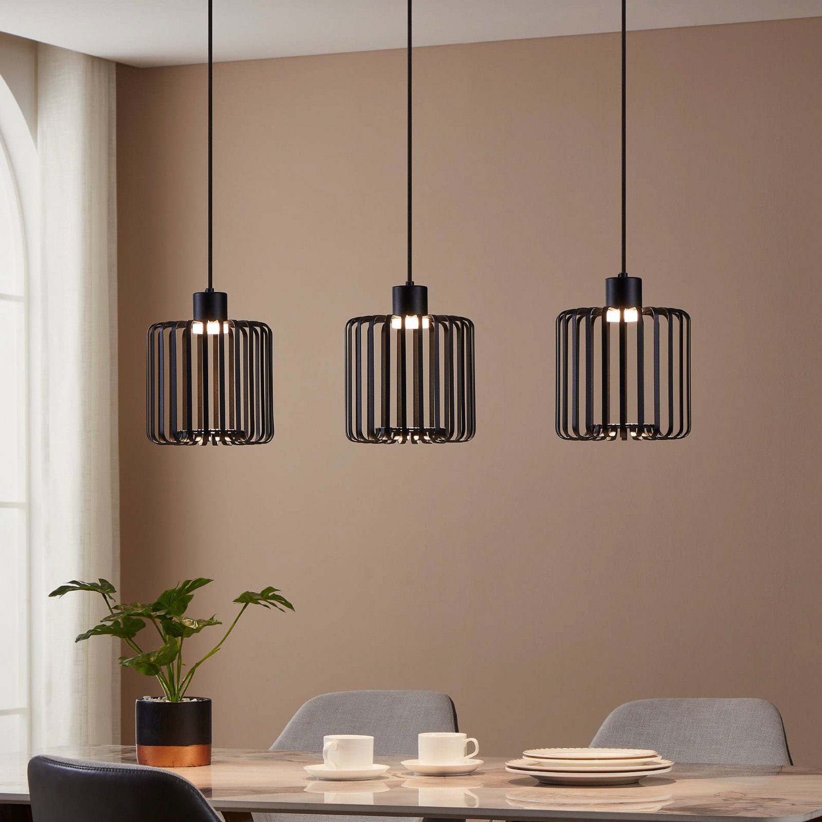 EGLO connect LED hanglamp Ginestrone-Z, 3-lamps, zwart