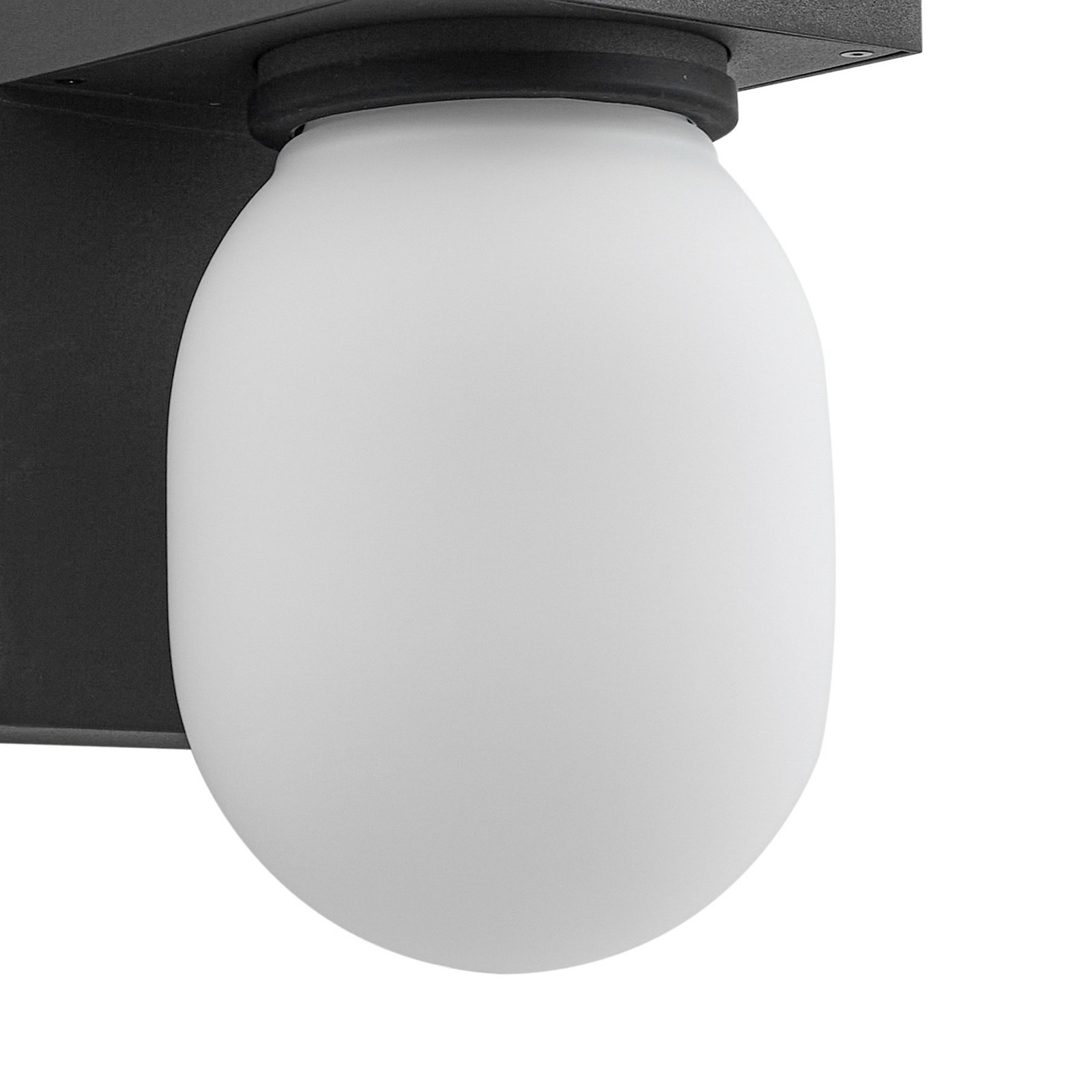 Ovaali buitenwandlamp, IP65, donkergrijs, glas - Lucande Ovaali buitenwandlamp, IP65, donkergrijs, glas - Lucande