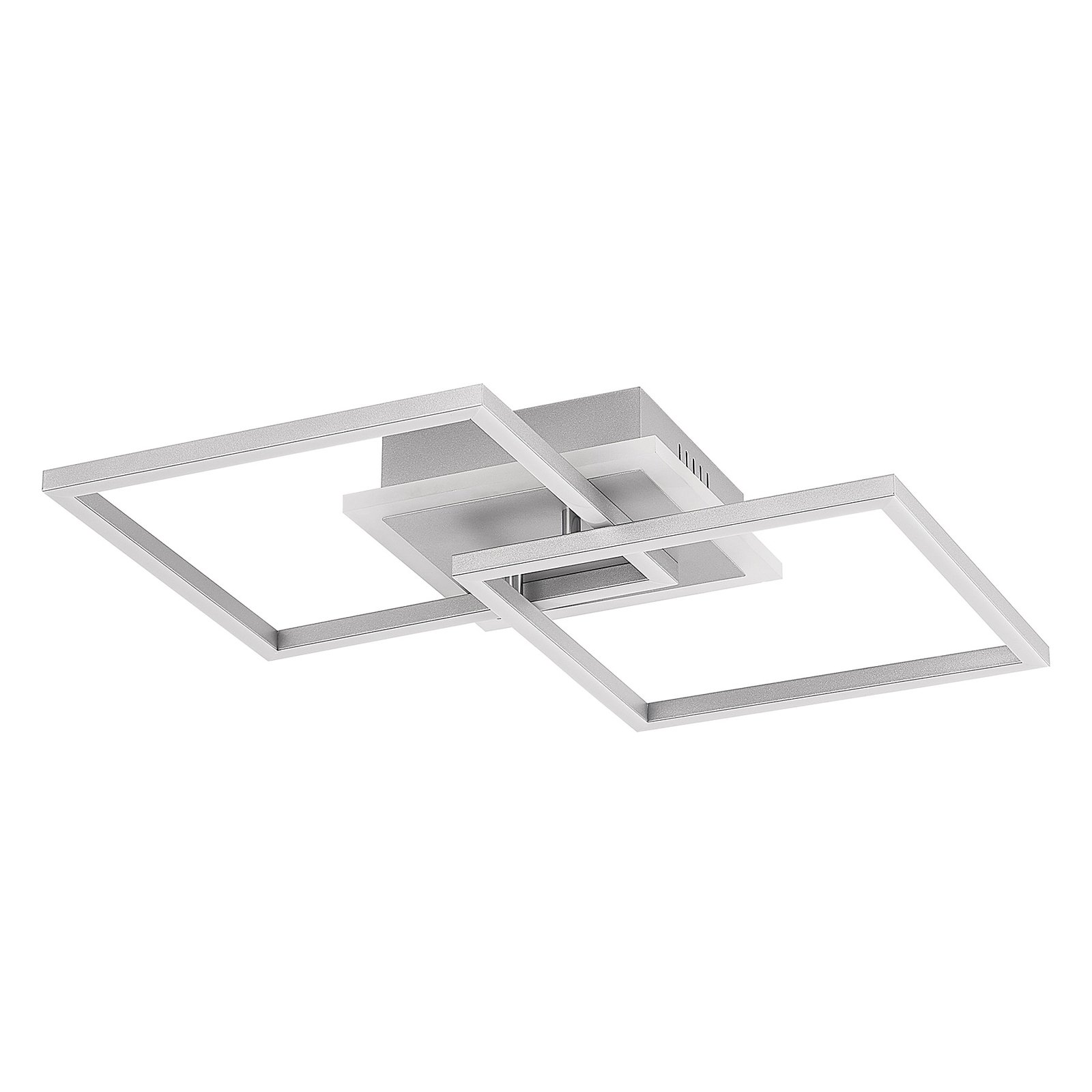 Lindby LED-Deckenlampe Fjardo, eckig, silber, CCT, Remote
