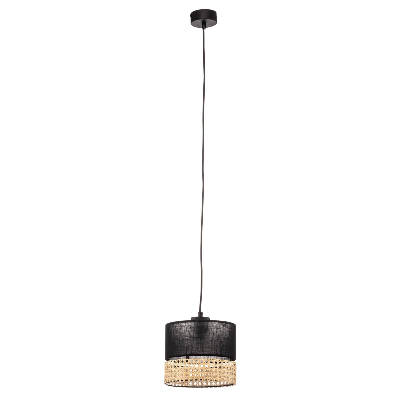 Hanging light Paglia black/rattan 1-bulb 20 cm
