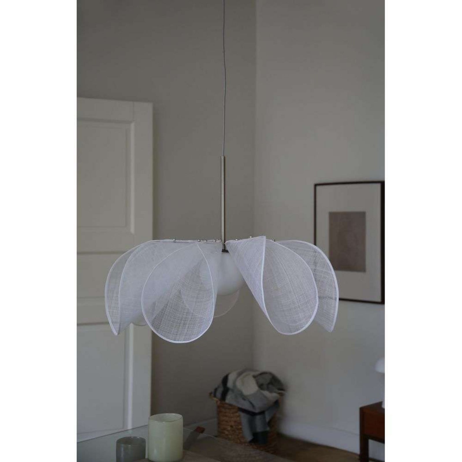 Styrka Taklampa &Oslash;75 Satin Nickel/Vit Marksl&ouml;jd - Vardagsrum - Tyg / textil