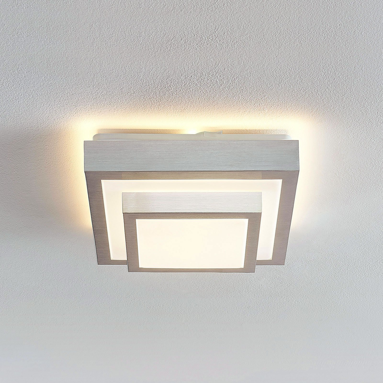 Lindby Mirco LED-Alu-Deckenlampe, eckig, 27 cm