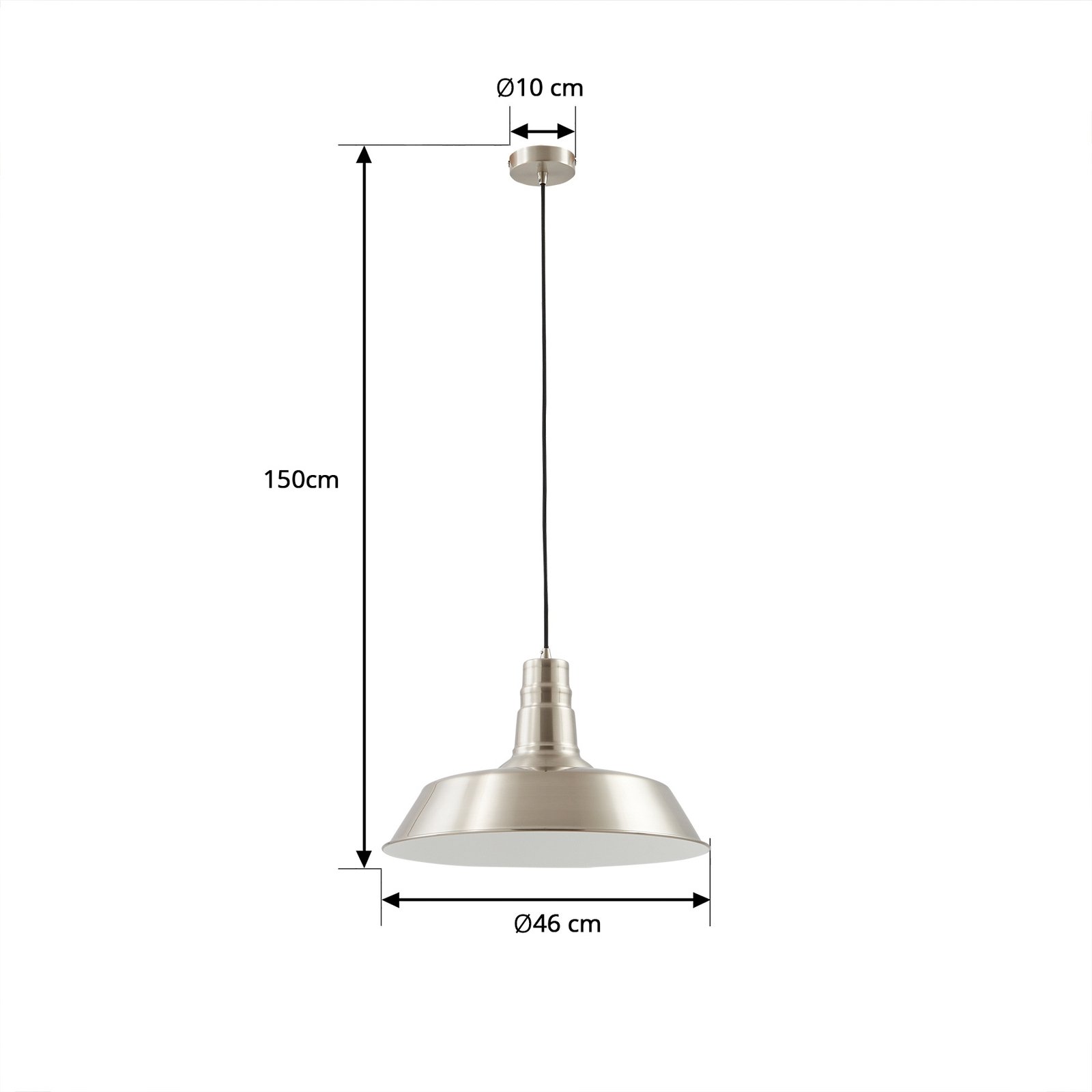 Lindby pendant light Laylan, nickel/white, Ø 46 cm, metal