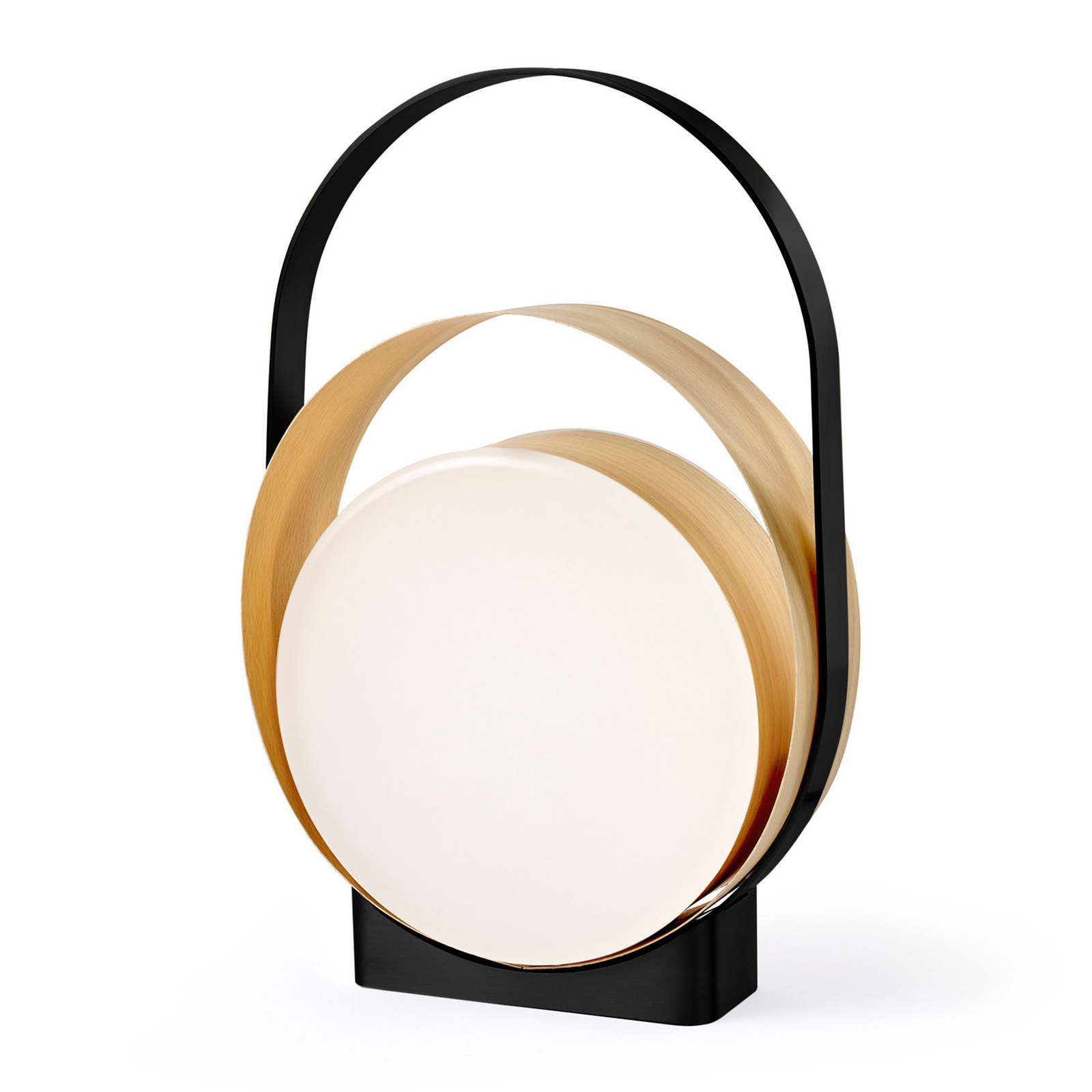 LZF LamPS Loop LED table lamp black/natural beech, for Living / Dining Room, wood veneer, metal, plastic, 8 W, energy efficiency: A+, L: 18.4 cm, W: 7 cm, H: 28.5 cm