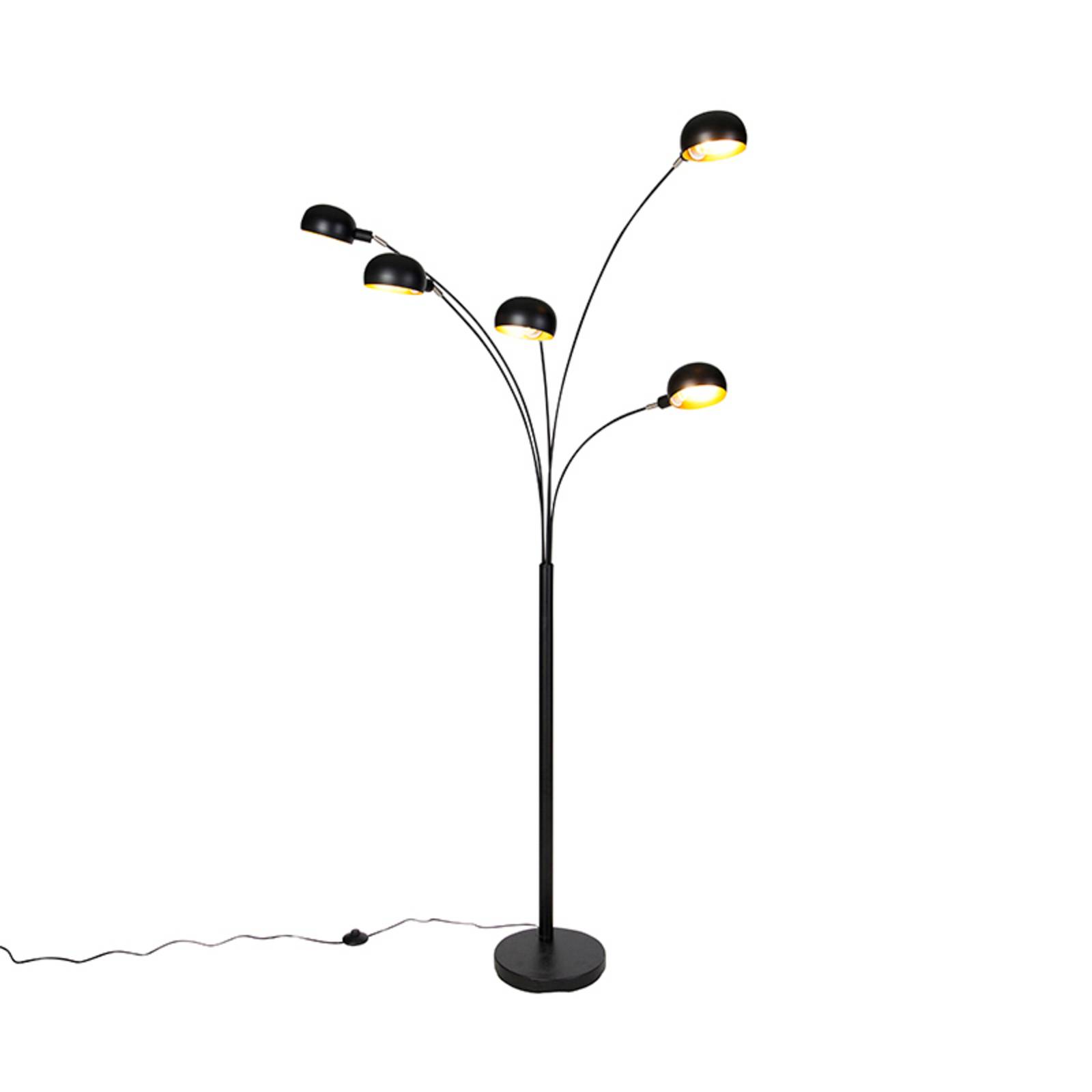 QAZQA Sixties Booglamp - vloerlamp voor woonkamer / eettafel - zwart - metaal - staande booglamp - staande lamp met boog