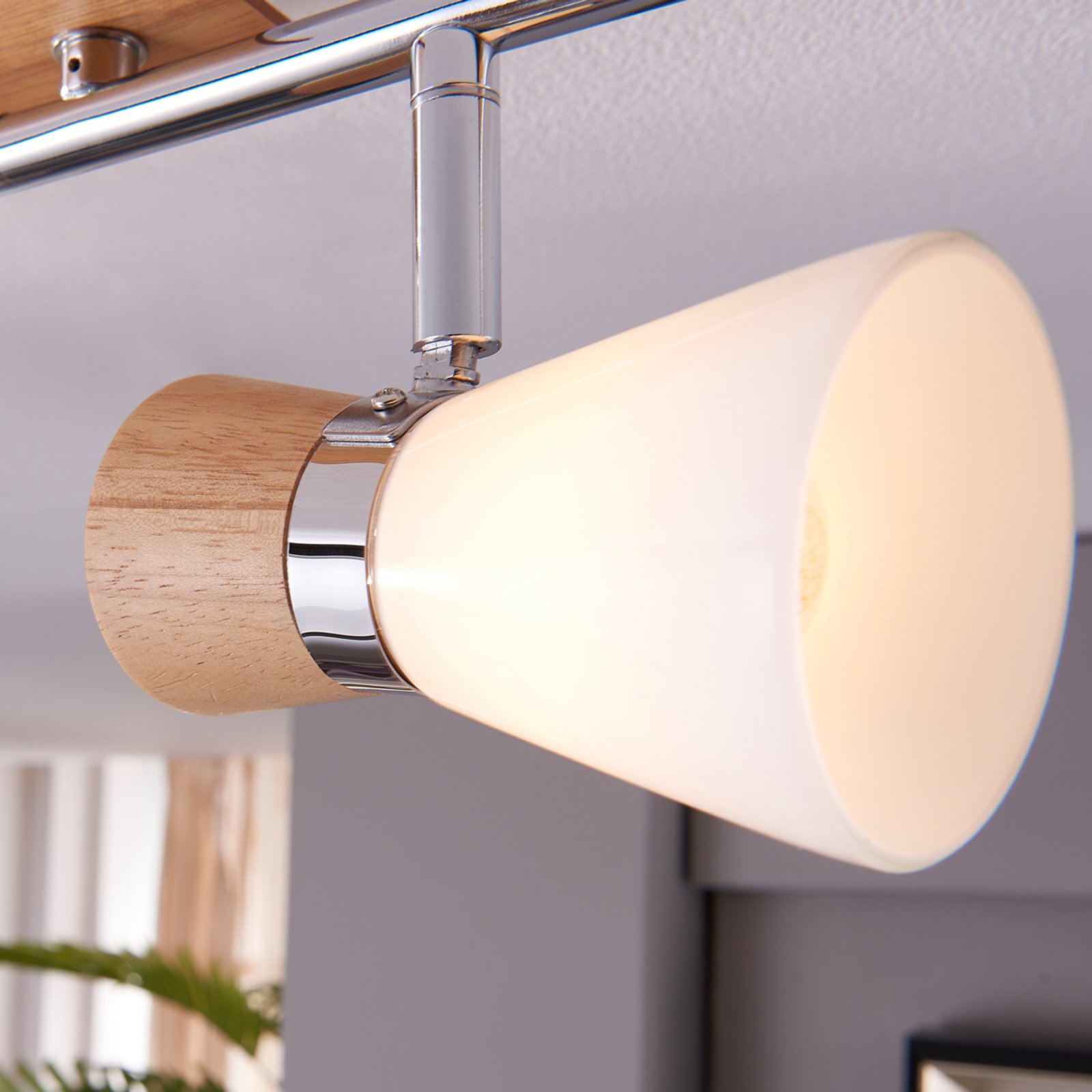 4-bulb wooden ceiling spotlight Vivica