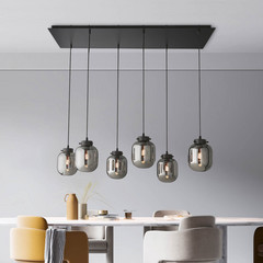 Lámpara colgante Regi de vidrio gris humo, 6 luces