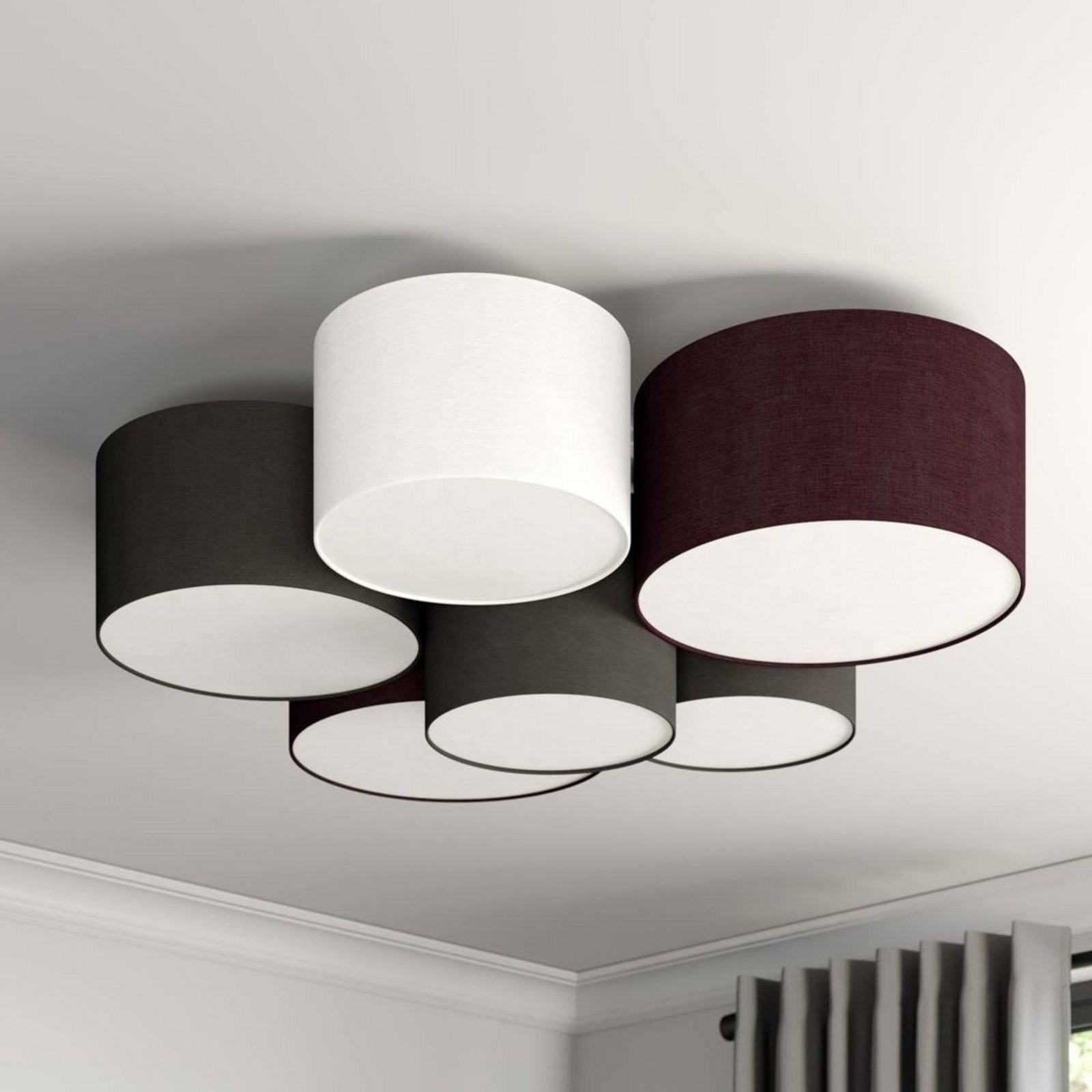 Laurenz 6 Stropné Lampa Grey/White/Brown - Lindby