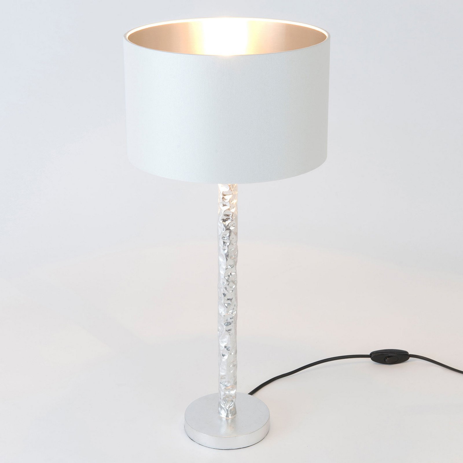 Holländer Lampă de masă Cancelliere Rotonda alb/argintiu 57 cm - Camera de zi / sufragerie - design - alb argintiu - Țesătură / Textil
