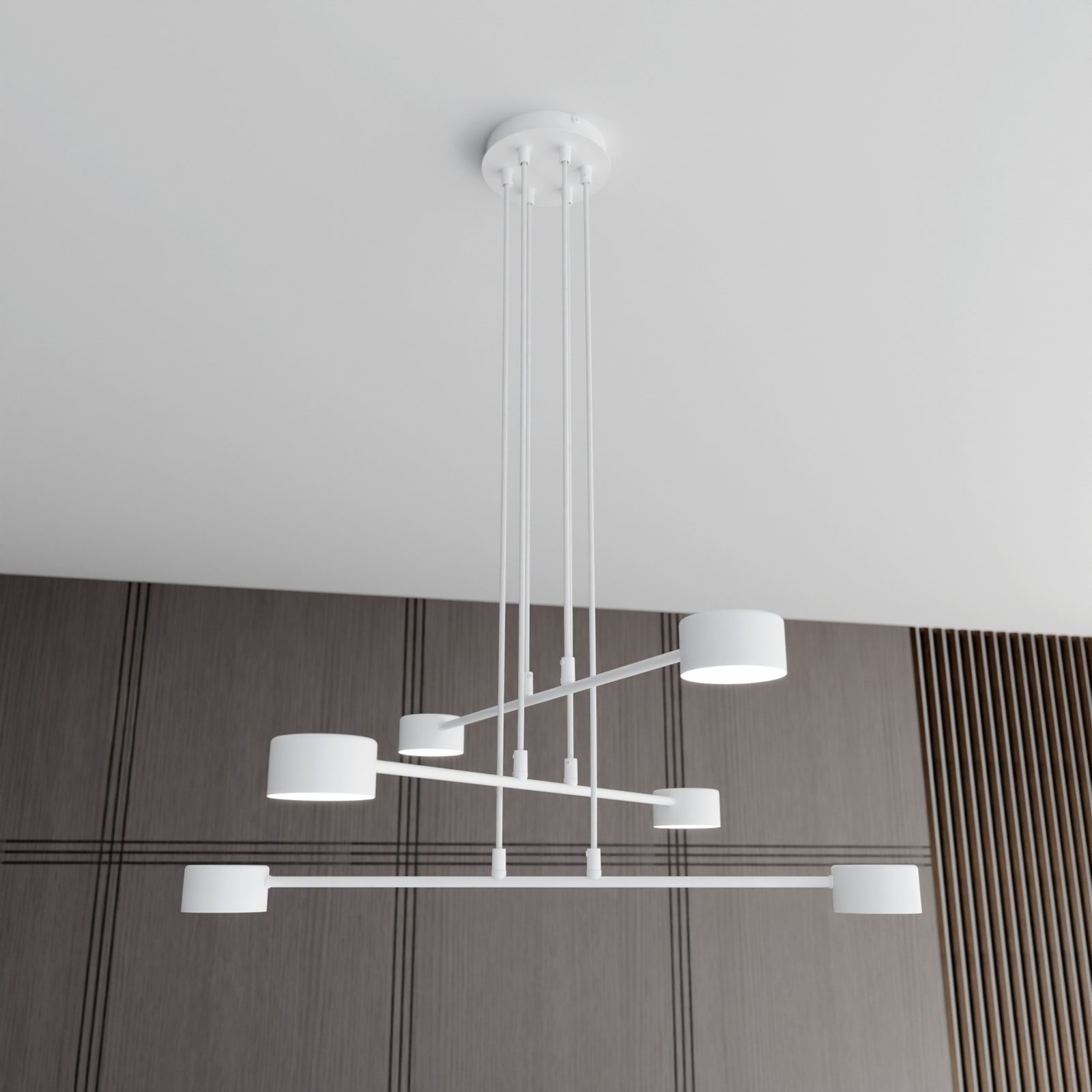 Suspension Modus 6, acier, à 6 lampes, GX 53, blanc