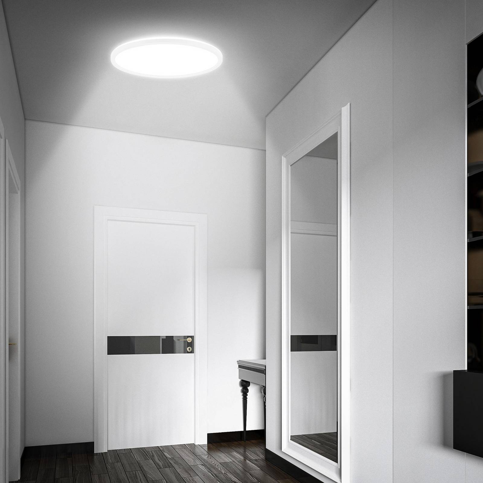 Lampa sufitowa LED Move, czujnik ruchu, Ø 42 cm, IP44, biała, 4000K