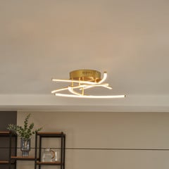 Lindby Flakira LED-es mennyezeti lámpa, 5 lámpás antik sárgaréz