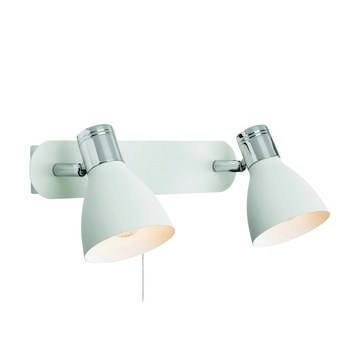 2-bulb wall light Huseby, white