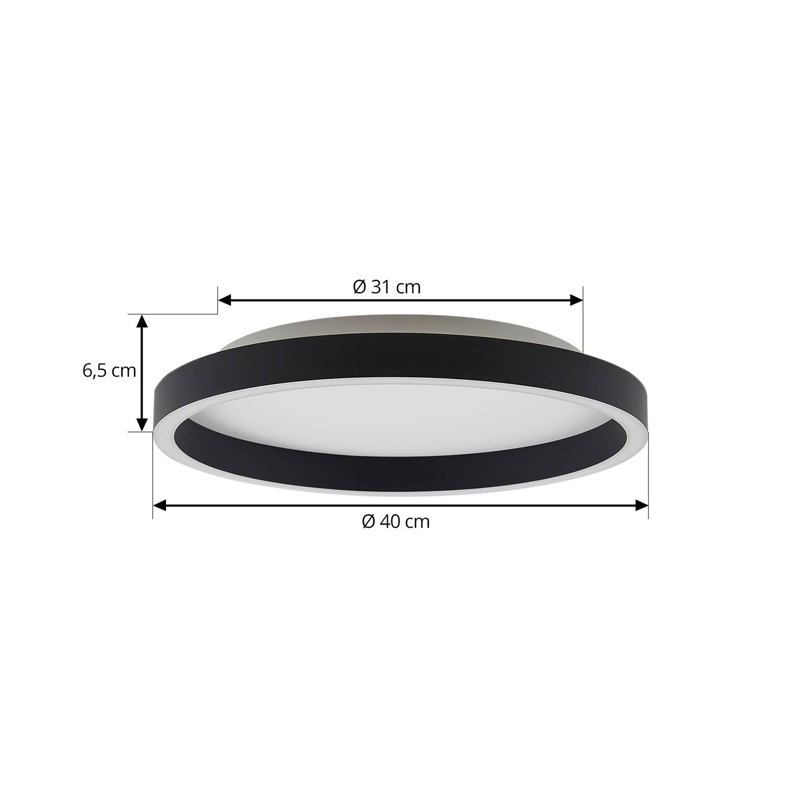 Lampa sufitowa Lucande LED Rotundo, Ø 40 cm, czarna, ściemniana