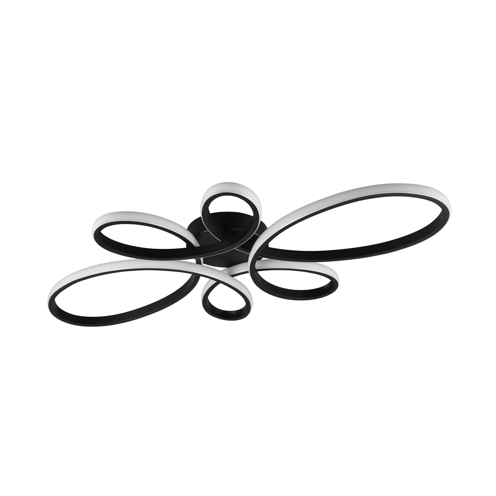 Plafonnier LED Fly, noir mat, 3.000 K, 83 cm x 45 cm