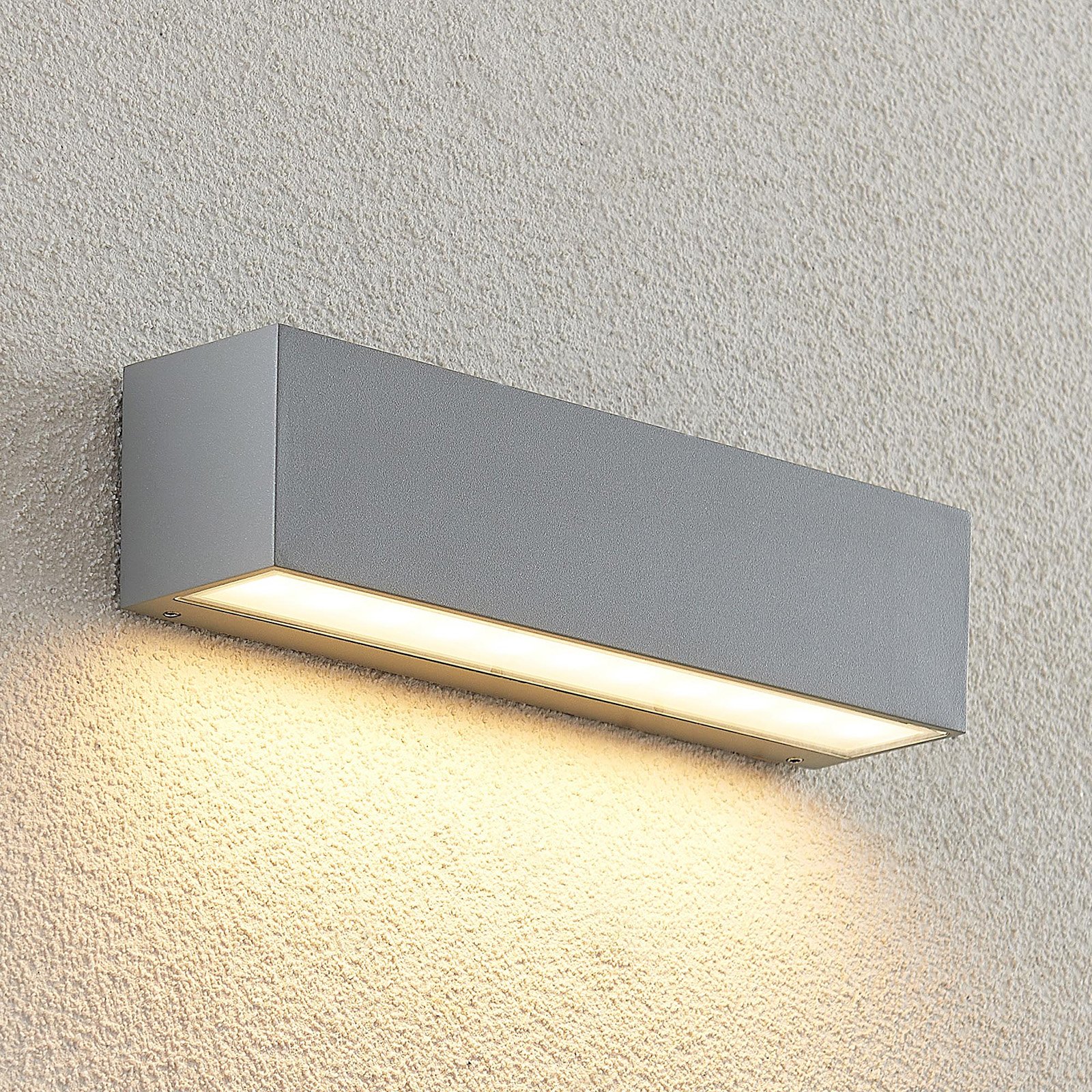 Lengo LED Draußen Wandleuchte Down L25 Silber - Lucande