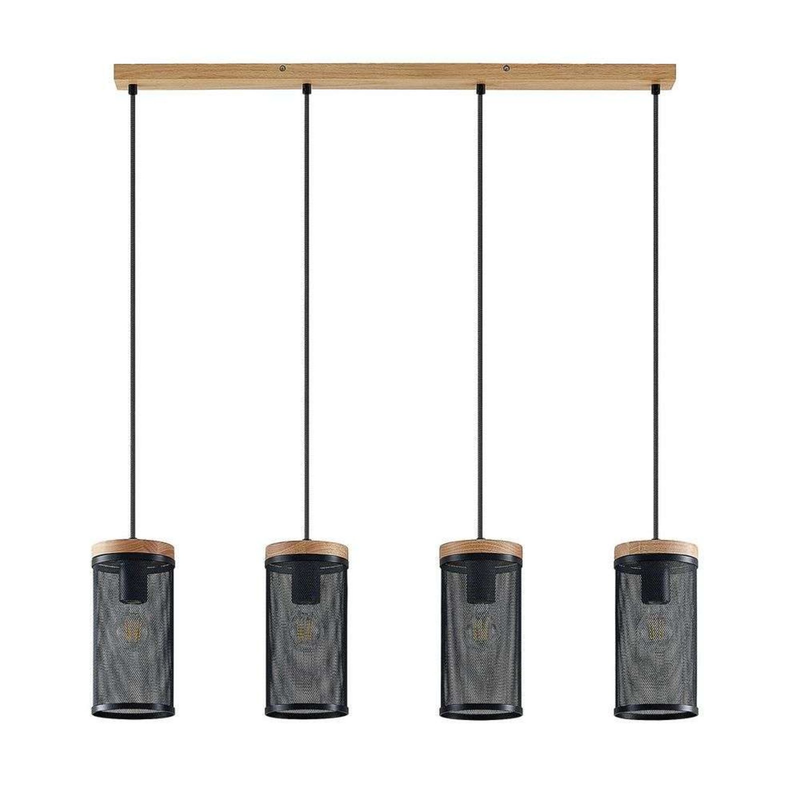 Kiriya 4 Lustră Pendul Black/Wood - Lindby