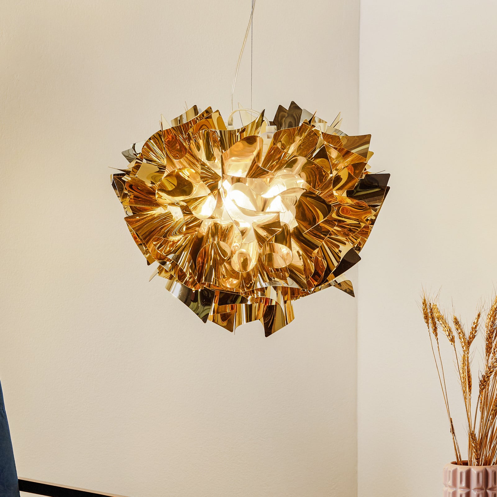 Veli Pendel S Guld Slamp - Stue - Design - Plastik - Med én lyskilde