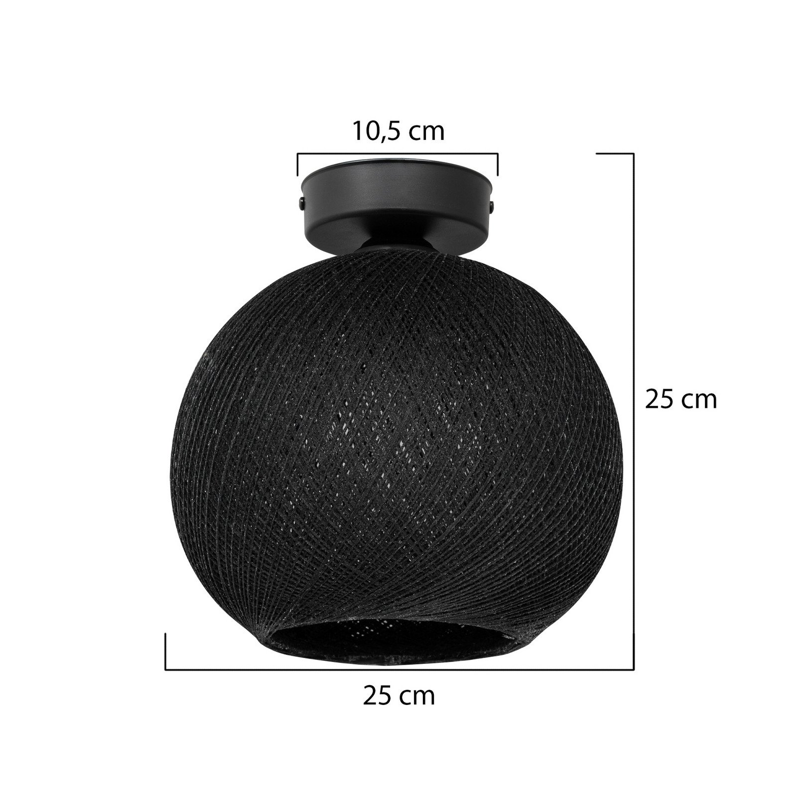 MODELSA Plafonieră Yumak negru Ø 26 cm cablu 1 bec - Camera de zi / sufragerie - Modern - Țesătură / Textil