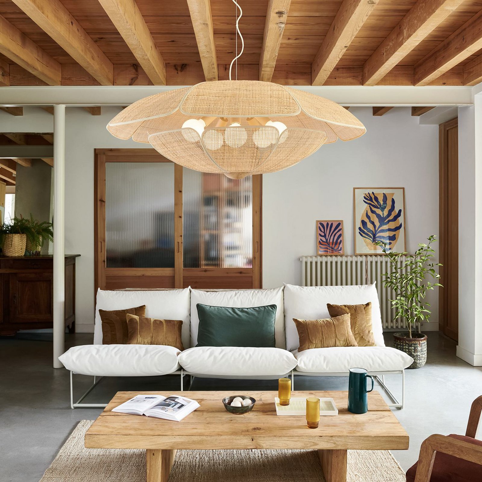 Coquillage Hängelampe 110 cm, natur Rattan - MARKET SET Coquillage Hängelampe 110 cm, natur Rattan - MARKET SET