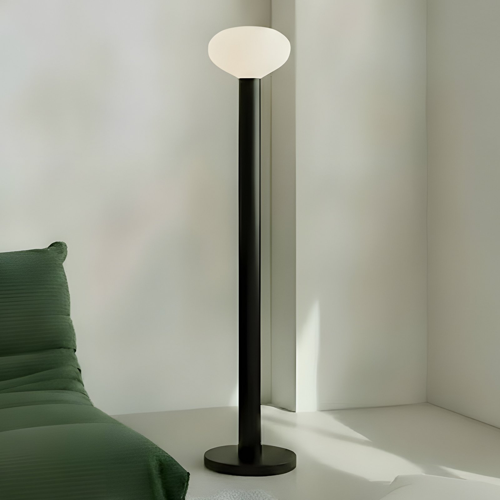 Candeeiro de pé Flo, verde, altura 138 cm, 1 lâmpada, vidro