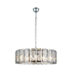 Orvin lysekrone, rund, krom, 8 lyskilder, Ø 67 cm, glas