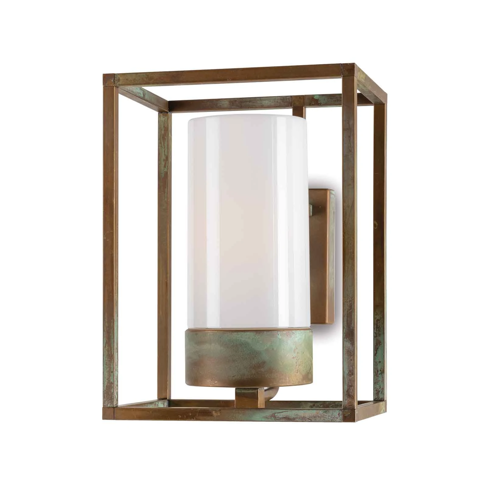 Vanjska zidna svjetiljka Cubic³ 3363 antikni mesing/opal