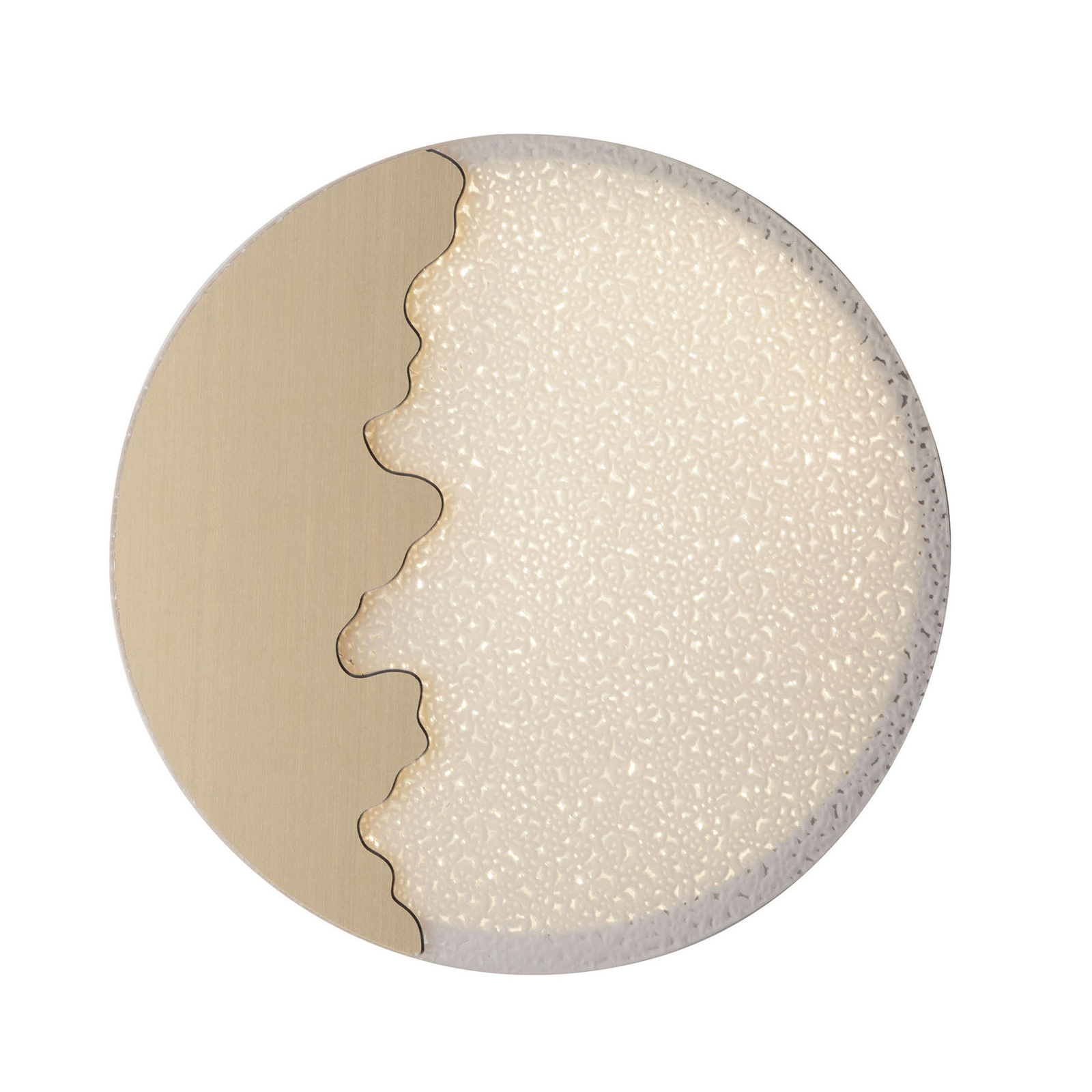 Chic LED wall light, round, gold/relief