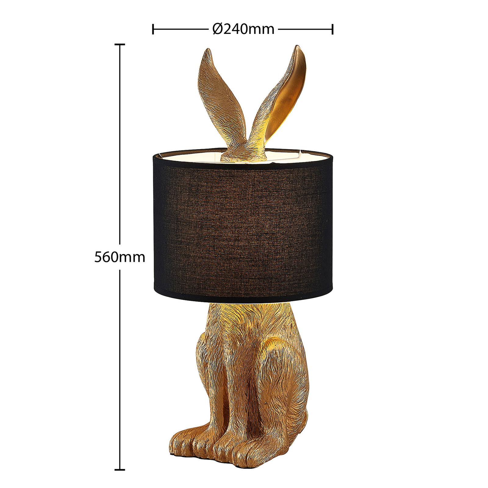 Lindby Lorentina látková stolová lampa Zajac zlatá