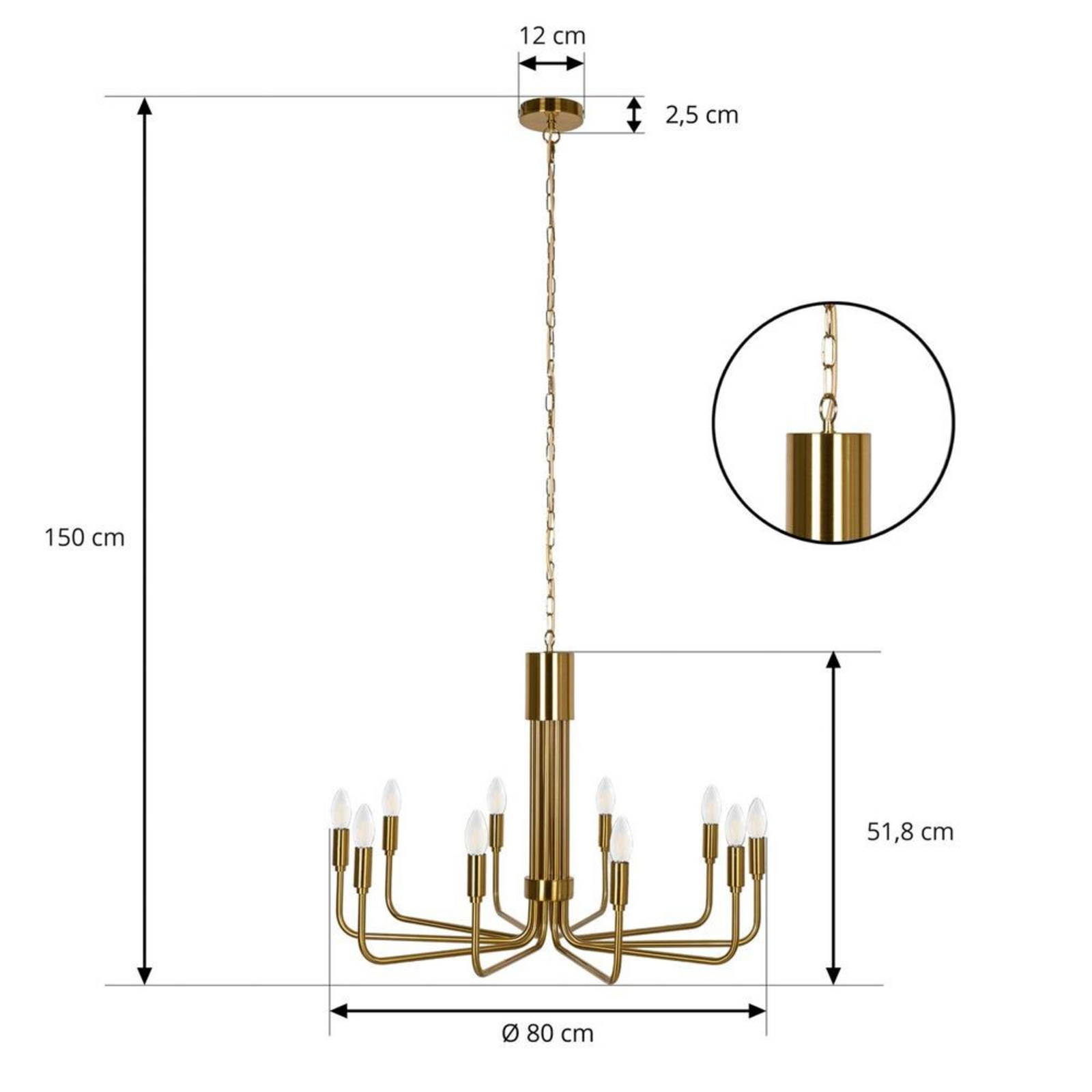 Elanova 10 Ljuskrona Brass - Lindby