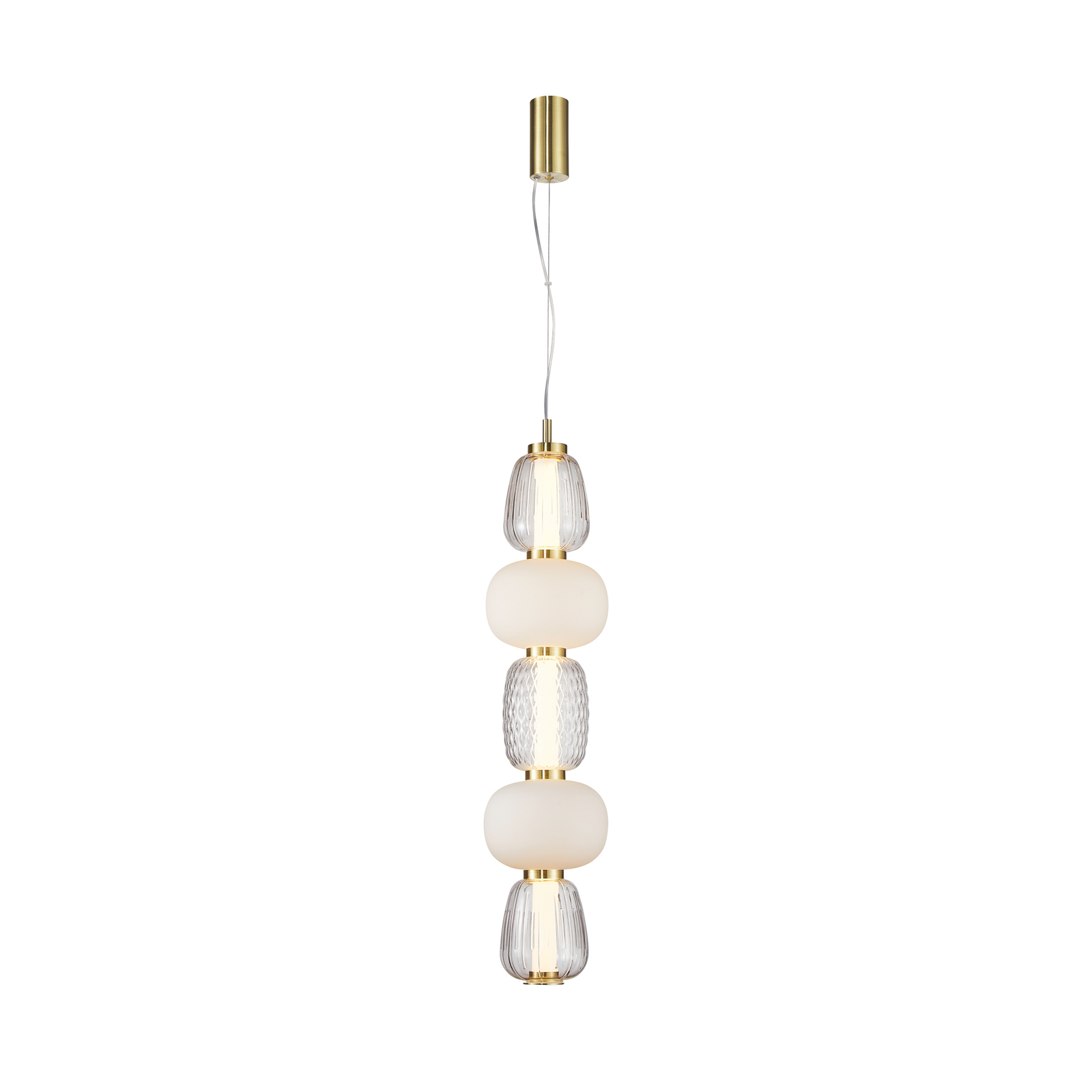 LOOM DESIGN LED hanging light Pearl 5 amber/gold glass height 78cm