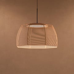 Bover LED-riippuvalaisin Tanit, Ø 61 cm, musta/beige, kangasta