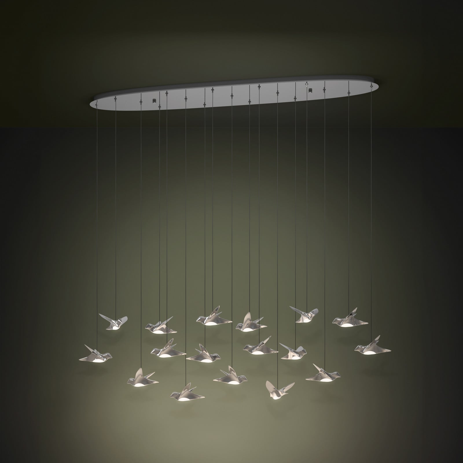 Lampă suspendată LED EGLO Stars of Light Paratebueno crom 17-fl. - Camera de zi / sufragerie - Design - Metal