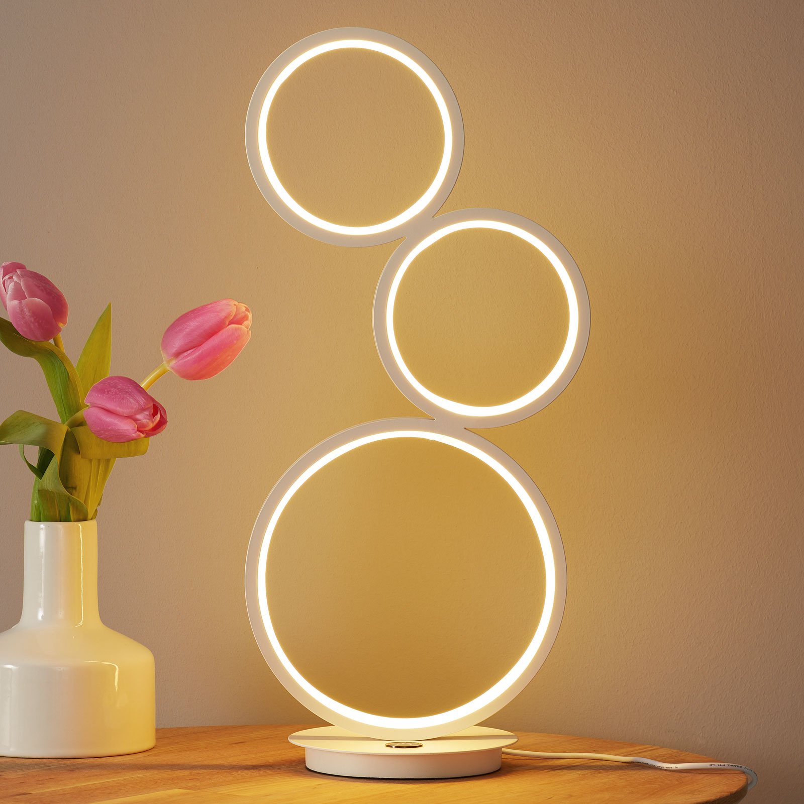 Wofi Vika LED table lamp with a 3-level touch dimmer, for Living / Dining Room, aluminium, plastic, 15 W, energy efficiency: A+, L: 21 cm, W: 14 cm, H: 44.5 cm