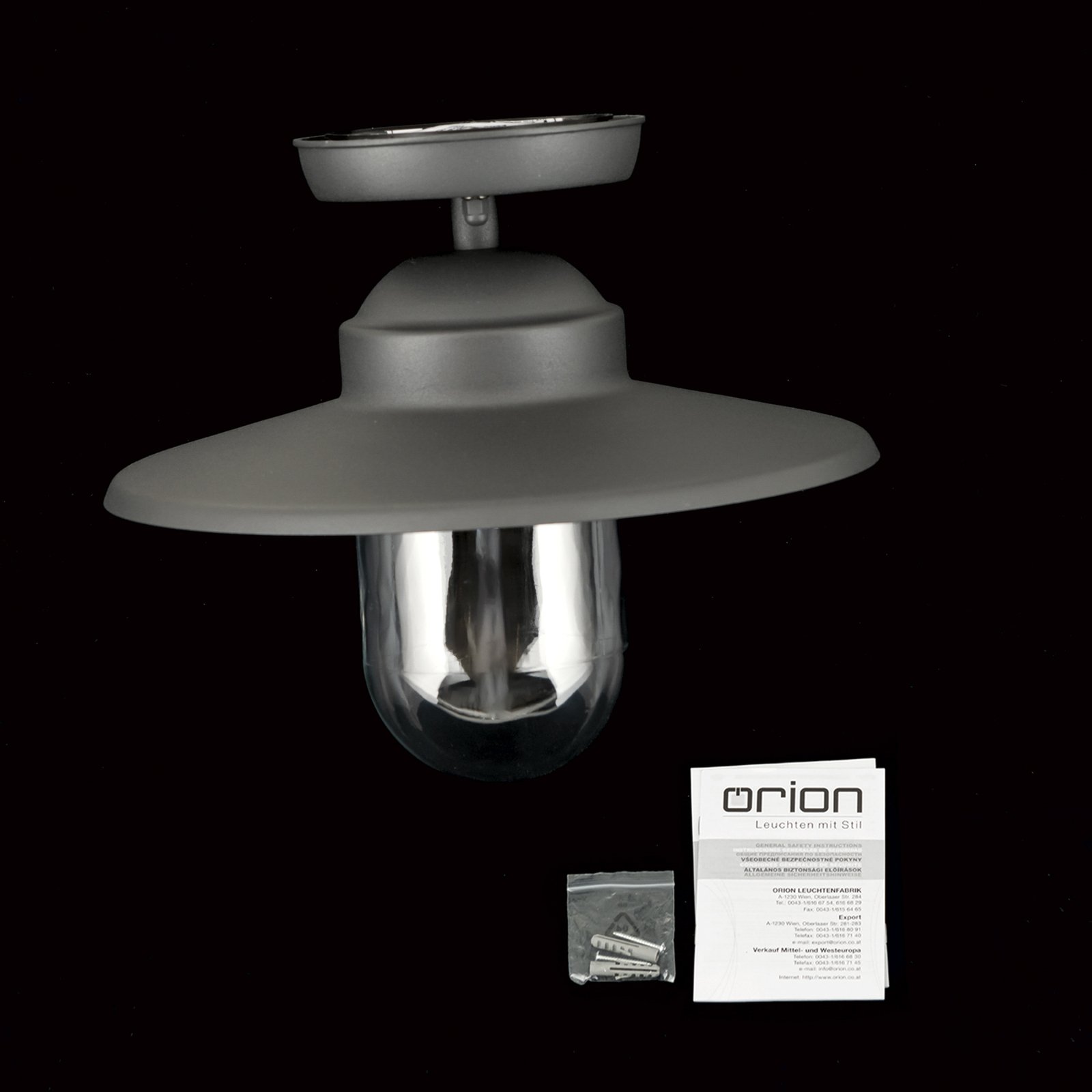 Buiten plafondlamp Edward, antraciet, Ø 27,5 cm, aluminium