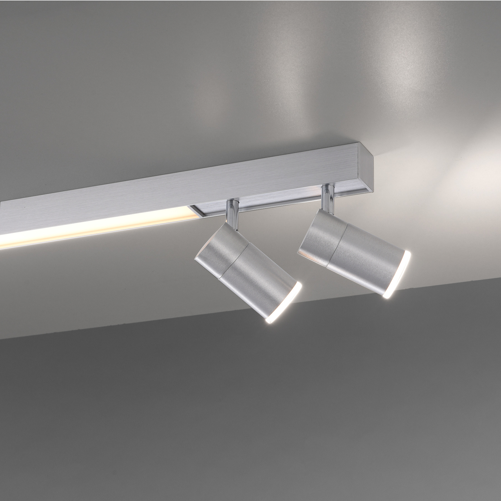 PURE Lines LED-taklampe, 4 lyskilder, aluminium
