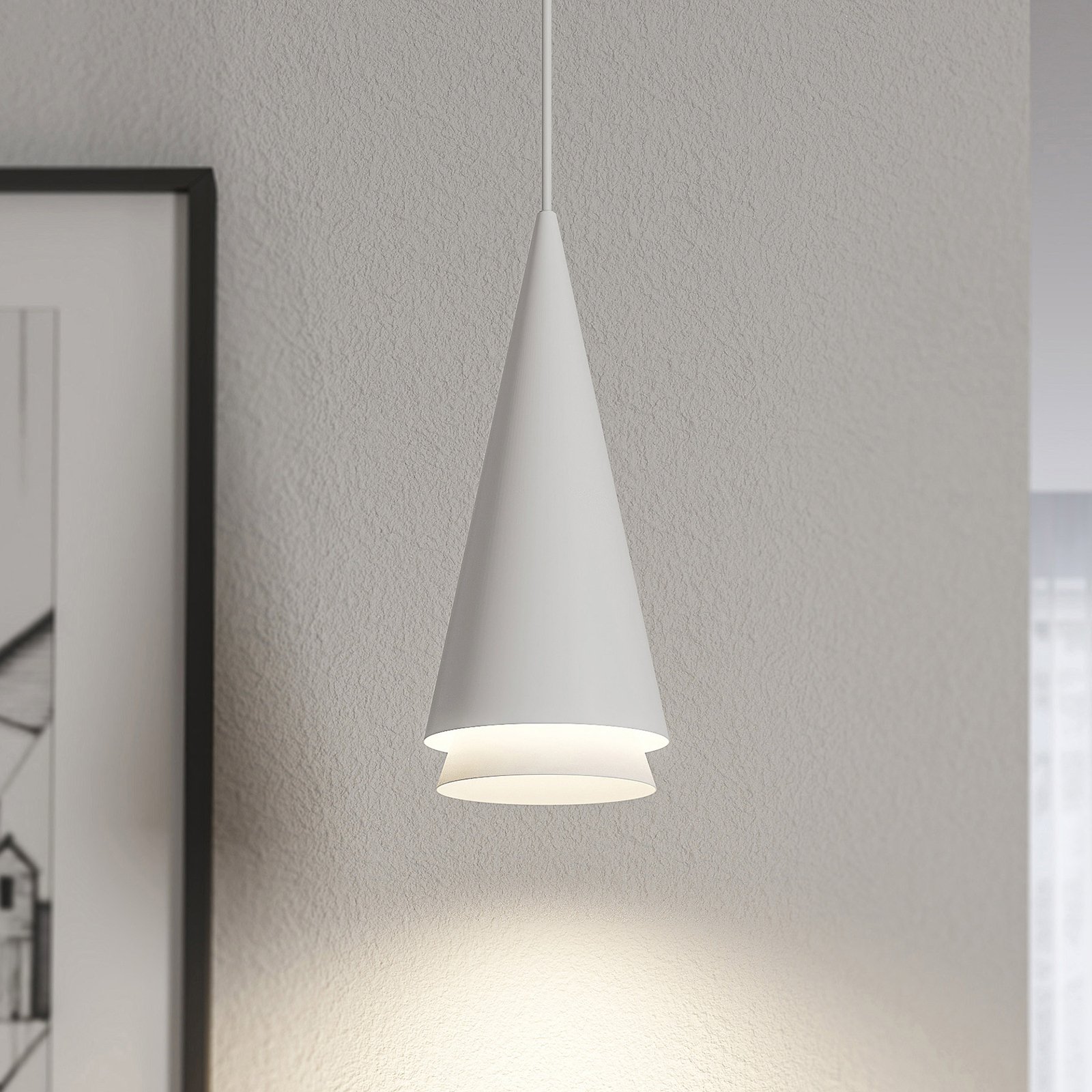 Lucande Naoh lámpara colgante, 1 luz, blanco