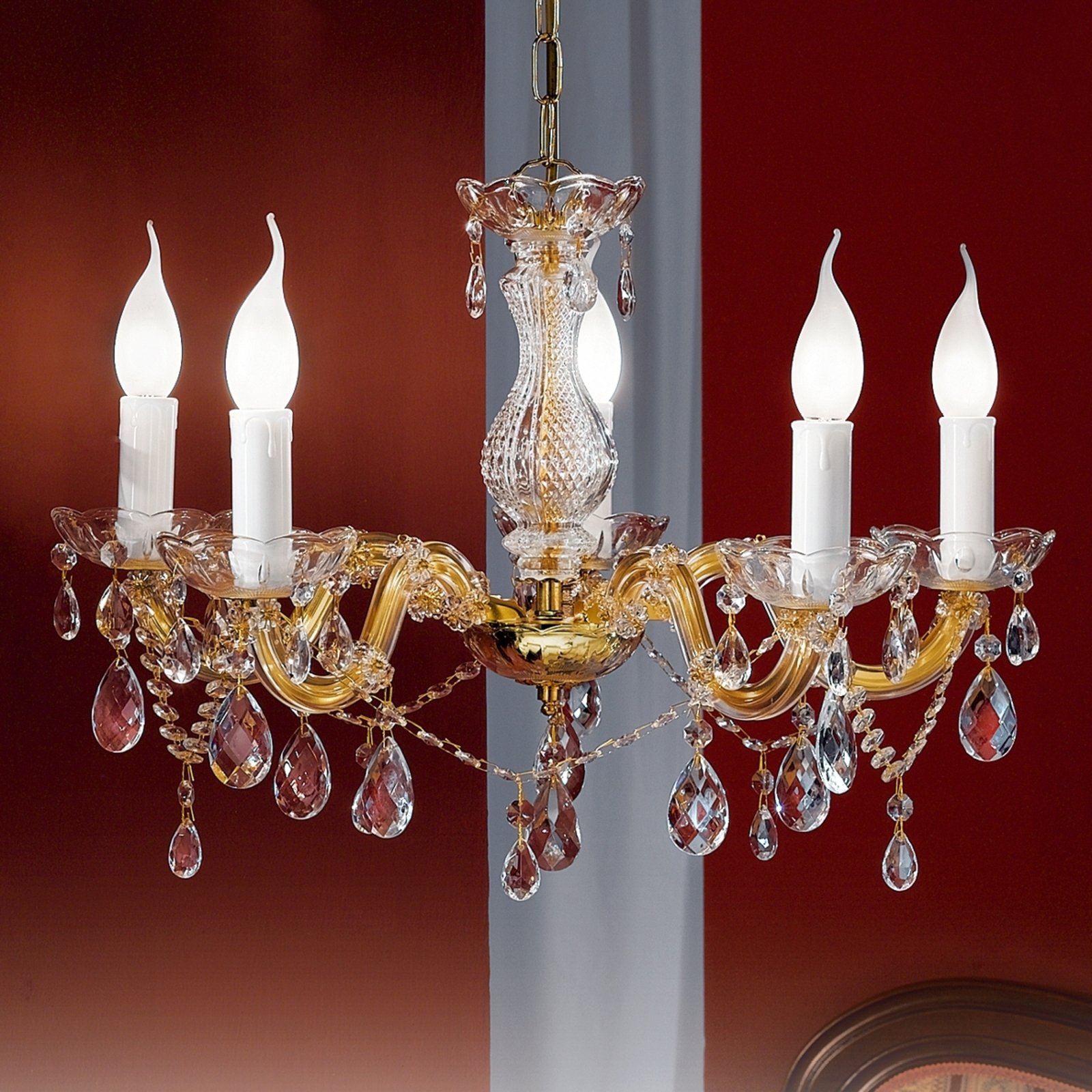 Marie Claire chandelier crystal glass 5-bulb