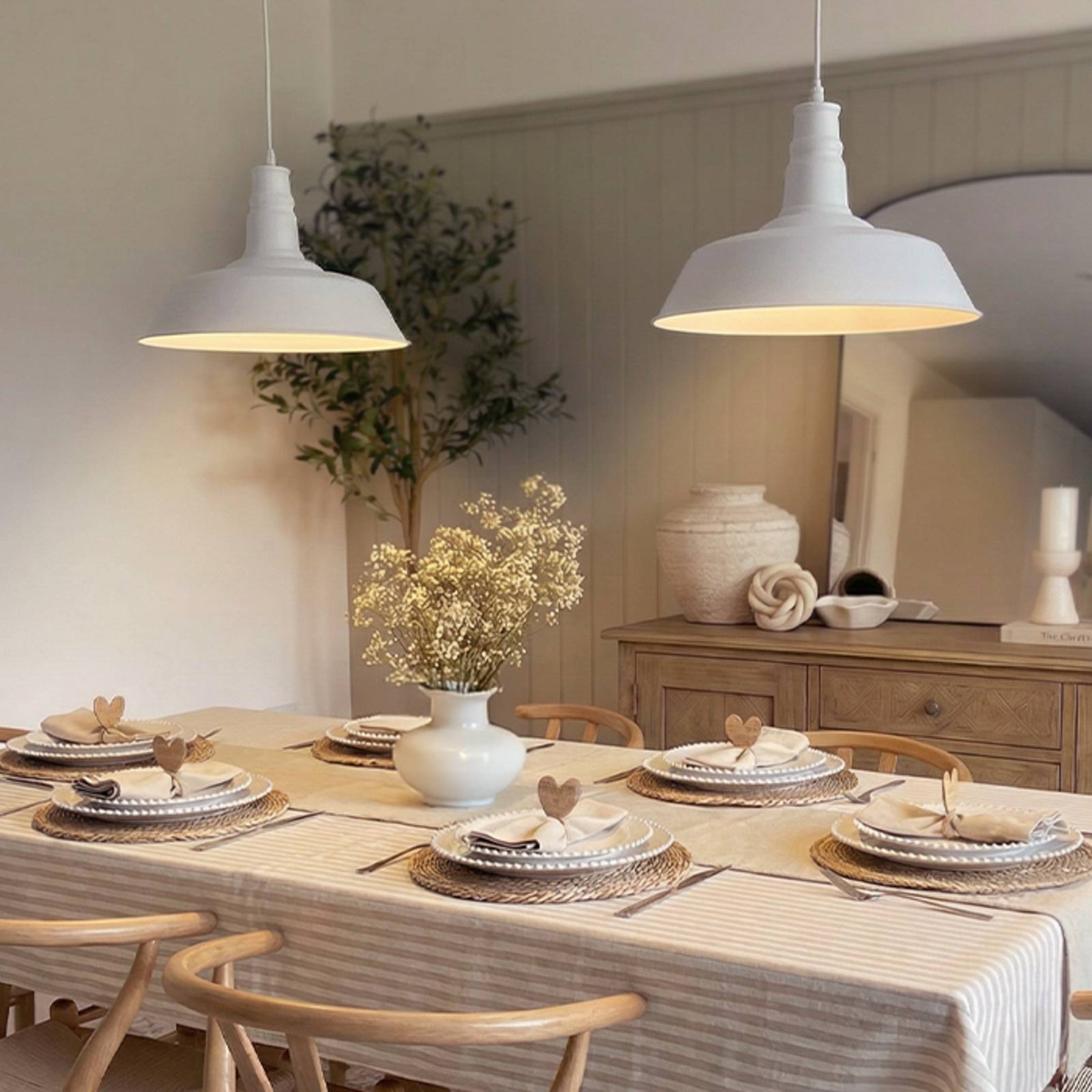 Lindby hanglamp Laylan, wit, Ø 46 cm, metaal