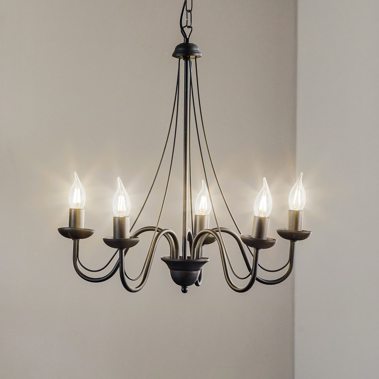 HELAM Candelabru Malbo cu 5 becuri negru - Camera de zi / sufragerie - Metal