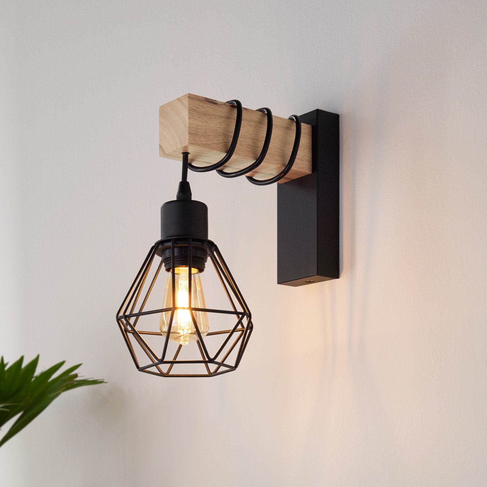 EGLO Aplică Townshend lățime 14 cm negru/oraș - Camera de zi / sufragerie - Vintage - negru stejar - Metal