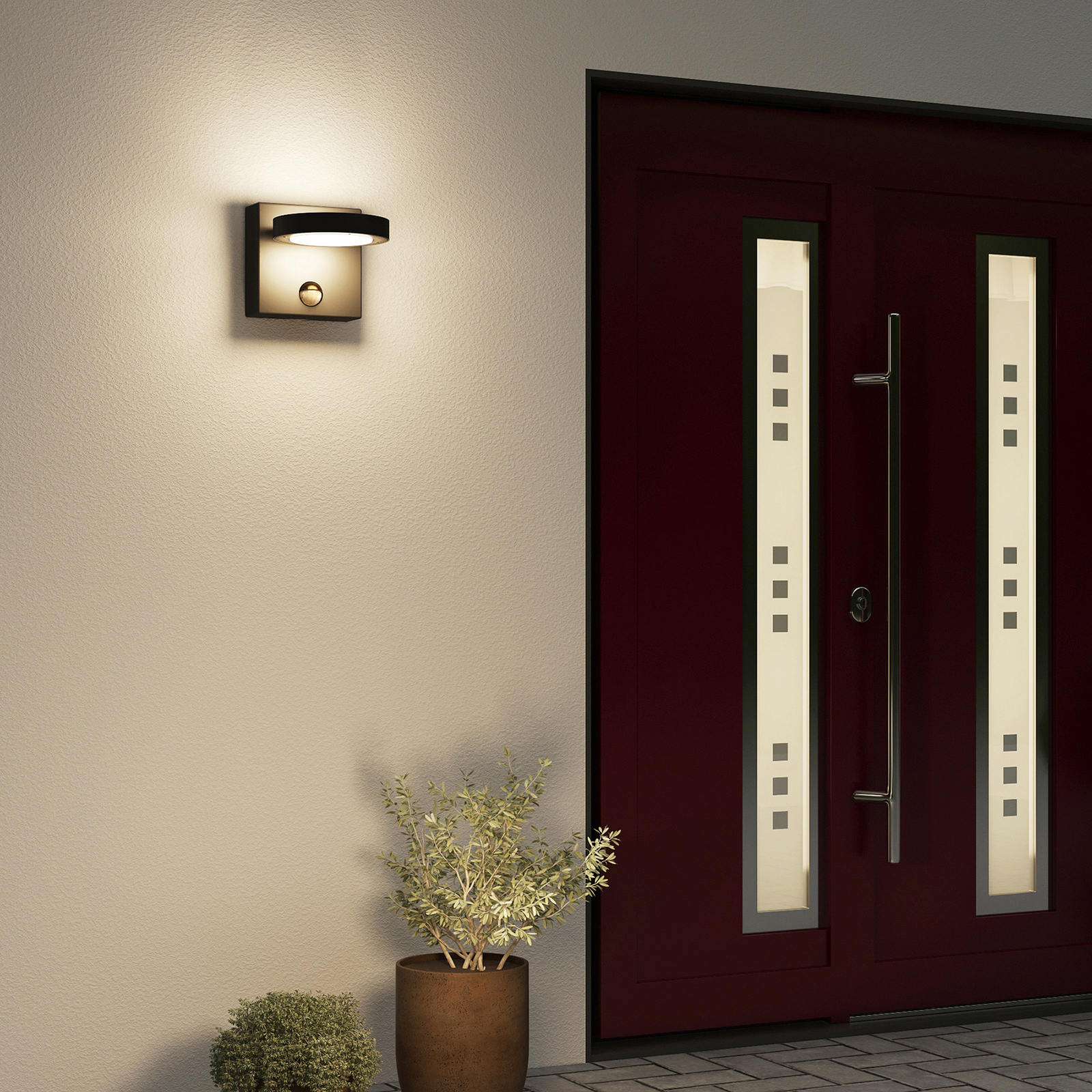 Belna LED OutdoorWall Lamp w/Sensor Graphite - Lucande