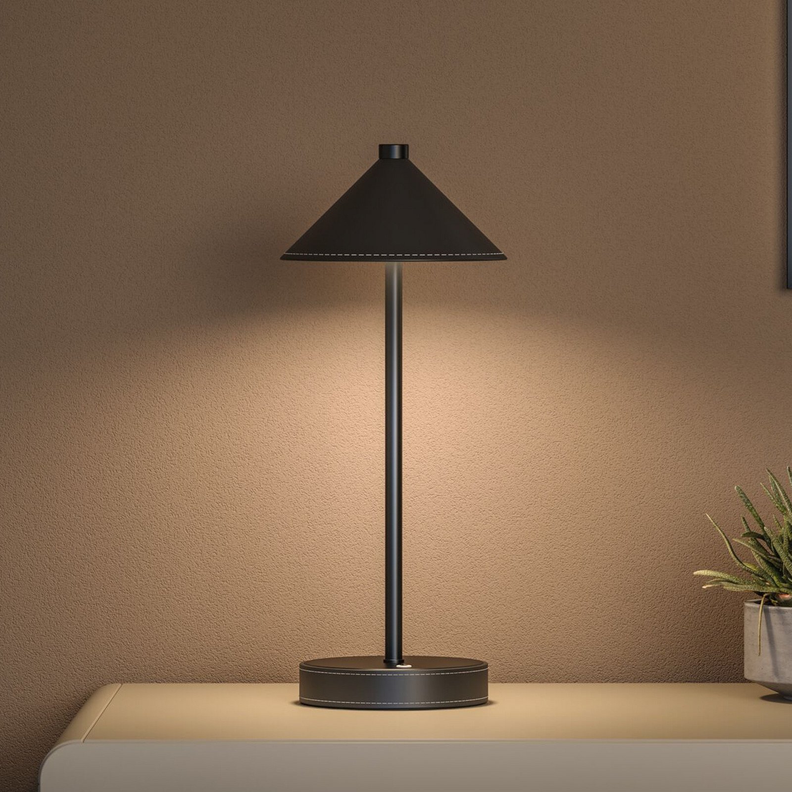 Lampa de masă cu baterie LED Paulmann Pellini negru down CCT - Camera de zi / sufragerie - Modern - negru mat - Metal