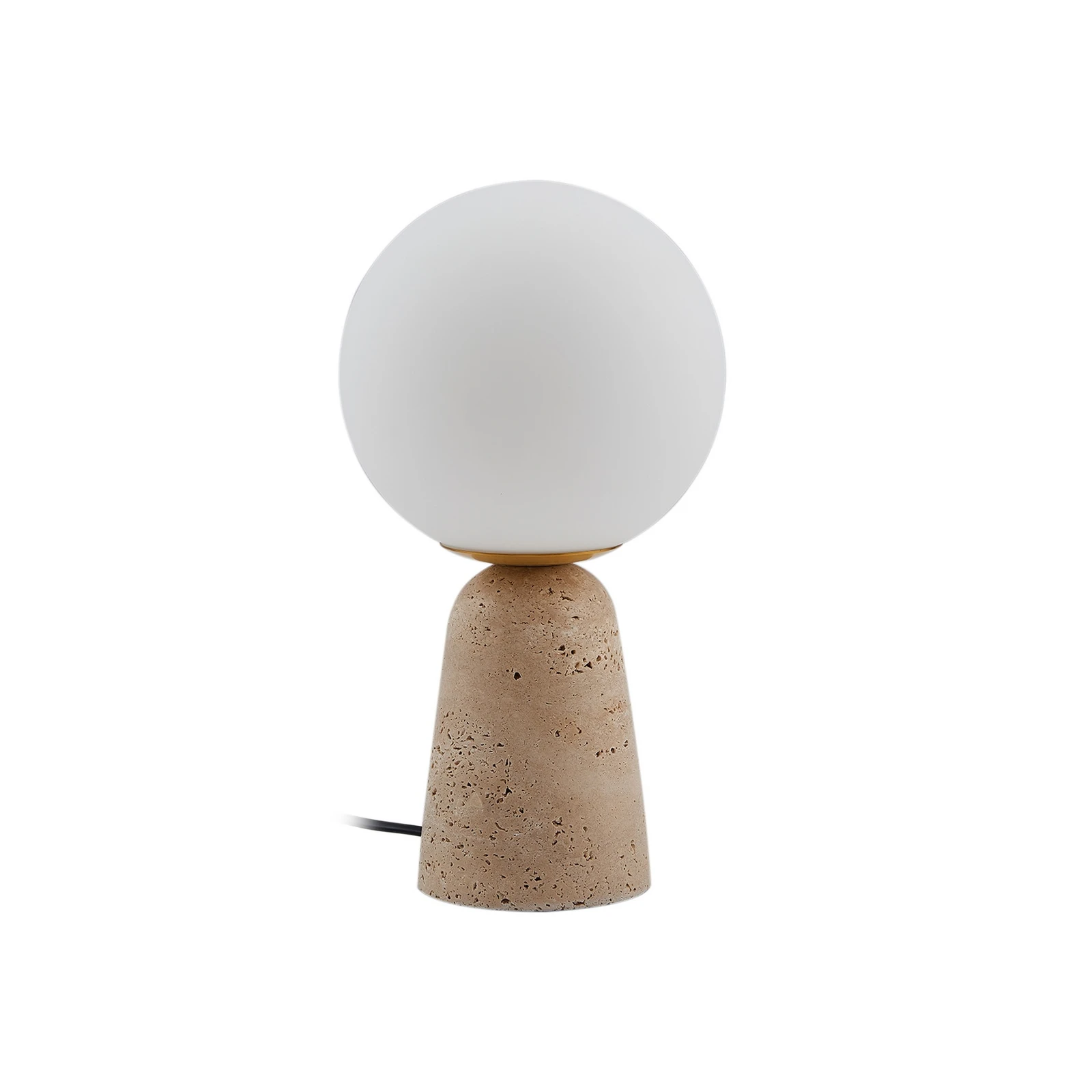 Lámpara de mesa Lindby Kirstan, beige, blanco, cristal, piedra, 33 cm